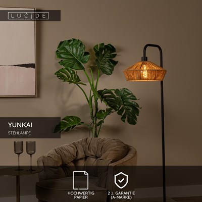 Lucide YUNKAI - Stehlampe - Ø 40 cm - 1xE27 - Natürlich